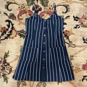 🦓Billabong Navy and White Striped Women’s Dress XS 🏖️👙